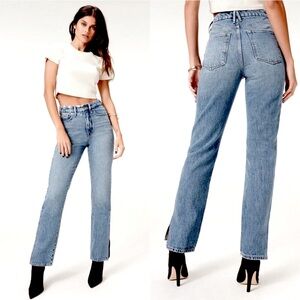 NWT Good Boy Good American Jeans Straight Leg Split Hem 8/29